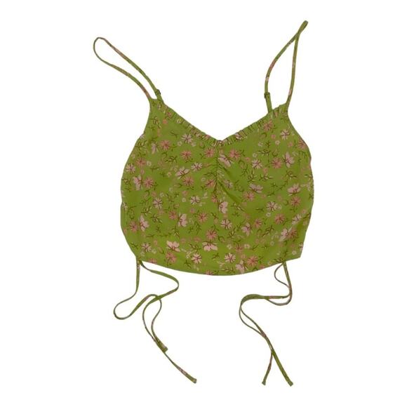 Abound Green Floral Side Cinch Crop Tank Top Size XS NWOT - Picture 1 of 4